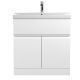 800mm Floor Standing 2-Door Vanity Unit & Basin 3 - Hudson Reed URB105D Satin White, White colour ,image 1