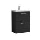 600mm Floor Standing 2 Drawer Vanity & Basin 3 - Nuie ARN633D Black, Black colour ,image 1