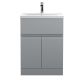 600mm Floor Standing 2-Door/Drawer Vanity Unit & Basin 1 - Hudson Reed URB203A Satin Grey, Grey colour ,image 1