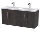 1200mm Wall Hung 4 Door Vanity & Double Basin - Hudson Reed JNU2623F Brown, Brown colour ,image 1