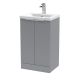 500mm Floor Standing 2 Door Vanity & Basin 1 - Hudson Reed DFF223A Grey, Grey colour ,image 1