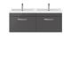 1200mm Wall Hung Cabinet With Double Ceramic Basin - Nuie ATH077F Gloss Grey, Grey colour ,image 1