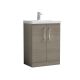 600mm Floor Standing 2 Door Vanity & Basin 1 - Nuie ARN2503A Oak, Oak colour ,image 1