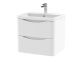 600mm Wall Hung 2 Drawer Vanity & Polymarble Basin - Nuie LUN102 White, White colour ,image 1