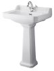 600mm Basin & Pedestal (1 Tap Hole) - Hudson Reed CCR017 White, White colour ,image 1