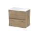 600mm Wall Hung 2 Drawer Unit & Worktop - Nuie HAV804LSW Oak, Oak colour ,image 1