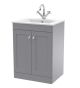 600mm Floor Standing 2-Door Vanity with Basin - 1 Tap Hole - Nuie CLC225C Grey, Grey colour ,image 1