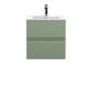 500mm Wall Hung 2 Drawer Unit & Basin 2 - Hudson Reed URB802B Green, Green colour ,image 1