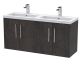 1200mm Wall Hung 4 Door Vanity & Double Basin - Hudson Reed JNU2623C Brown, Brown colour ,image 1