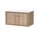 800mm Wall Hung Single Drawer Vanity with Marble Worktop - Hudson Reed LIL3025WMT Oak, Oak colour ,image 1