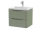 600mm Wall Hung 2 Drawer Vanity & Ceramic Basin - Nuie LUN802A Green, Green colour ,image 1