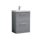 600mm Floor Standing 2 Drawer Vanity & Basin 1 - Nuie ARN2233A Grey, Grey colour ,image 1