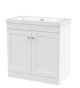 800mm Floor Standing 2-Door Vanity with Basin - 0 Tap Hole - Nuie CLC126K White, White colour ,image 1