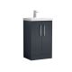 500mm Floor Standing 2 Door Vanity & Basin 1 - Nuie DPF1423A Black, Black colour ,image 1