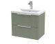 600mm Wall Hung 2 Drawer Vanity & Basin 1 - Hudson Reed DFF893A Green, Green colour ,image 1