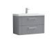 800mm Wall Hung 2 Drawer Vanity & Basin 1 - Nuie DPF295A Grey, Grey colour ,image 1