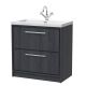 800mm Floor Standing 2-Drawer Vanity with Basin - 1 Tap Hole - Hudson Reed LIL2235L Grey, Grey colour ,image 1