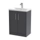 600mm Floor Standing 2 Door Vanity & Basin 1 - Hudson Reed JNU2203A Grey, Grey colour ,image 1