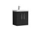 500mm Wall Hung 2 Door Vanity & Basin 3 - Nuie ARN621D Black, Black colour ,image 1