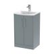 500mm Floor Standing 2 Door Vanity & Basin 4 - Hudson Reed JNU2301G Grey, Grey colour ,image 1