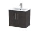 600mm Wall Hung 2 Door Vanity & Basin 2 - Hudson Reed JNU2623B Brown, Brown colour ,image 1