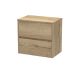 600mm Wall Hung 2 Drawer Unit & Worktop - Nuie HAV804W Oak, Oak colour ,image 1