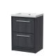 600mm Floor Standing 2-Drawer Vanity with Basin - 0 Tap Hole - Hudson Reed LIL2233K Grey, Grey colour ,image 1