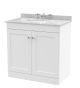 800mm Floor Standing 2 Door Vanity & Marble Top 3TH - Nuie CLC126GR3 White, White colour ,image 1