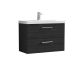 800mm Wall Hung 2 Drawer Vanity & Basin 3 - Nuie ARN626D Black, Black colour ,image 1