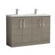 1200mm Floor Standing 4 Door Vanity & Double Basin - Nuie ARN2503C Oak, Oak colour ,image 1
