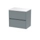 600mm Wall Hung 2 Drawer Unit & Worktop - Nuie HAV2304LSW Grey, Grey colour ,image 1