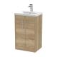 500mm Floor Standing 2 Door Vanity & Basin 1 - Hudson Reed JNU1801A Oak, Oak colour ,image 1