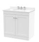 800mm Floor Standing 2 Door Vanity & Marble Top 3TH - Nuie CLC126WR3 White, White colour ,image 1