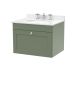 600mm Wall Hung 1 Drawer Vanity & Marble Top 3TH - Nuie CLC894WR3 Green, Green colour ,image 1