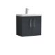 600mm Wall Hung 2 Door Vanity & Basin 1 - Nuie ARN1423A Black, Black colour ,image 1