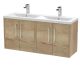 1200mm Wall Hung 4 Door Vanity & Double Basin - Hudson Reed JNU1823F Oak, Oak colour ,image 1