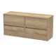 1200mm Wall Hung 4 Drawer Unit & Worktop - Nuie HAV804W2 Oak, Oak colour ,image 1