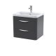 600mm Wall Hung 2 Drawer Vanity & Polymarble Basin - Nuie FPA1402 Black, Black colour ,image 1