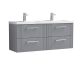 1200mm Wall Hung 4 Drawer Vanity & Double Basin - Nuie DPF293C Grey, Grey colour ,image 1
