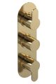 Triple Thermostatic Valve With Diverter - Nuie ARV8TR03 Brushed Brass, Brass colour ,image 1