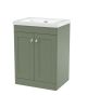 600mm Floor Standing 2-Door Vanity with Basin - 0 Tap Hole - Nuie CLC825K Green, Green colour ,image 1
