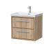 600mm Wall Hung 2-Drawer Vanity with Basin - 1 Tap Hole - Hudson Reed LIL3024E Oak, Oak colour ,image 1