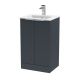 500mm Floor Standing 2 Door Vanity & Basin 2 - Hudson Reed DFF1423B Black, Black colour ,image 1