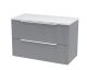 800mm Wall Hung 2 Drawer Vanity & Laminate Top - Hudson Reed DFF295LSW Grey, Grey colour ,image 1