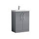 600mm Floor Standing 2 Door Vanity & Basin 3 - Nuie ARN2203D Grey, Grey colour ,image 1