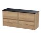 1200mm Wall Hung 4-Drawer Unit & Laminate Worktop - Nuie HAV804LSB2 Oak, Oak colour ,image 1