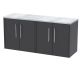 1200 Wall Hung 4-Door Vanity & Laminate Worktop - Hudson Reed JNU2223LBG2 Grey, Grey colour ,image 1