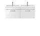1200mm Wall Hung Cabinet With Double Ceramic Basin - Nuie ATH041F Gloss White, White colour ,image 1