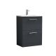 600mm Floor Standing 2 Drawer Vanity & Basin 4 - Nuie ARN1433G Black, Black colour ,image 1