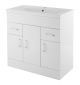 800mm Floor Standing Cabinet & Mid-Edge Basin - Nuie VTMW800E Gloss White, White colour ,image 1